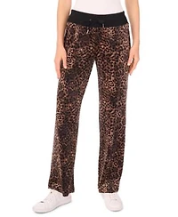 Vince Camuto Womens Velour Animal Print Drawstring Waist Straight Leg Pants Xs 3x