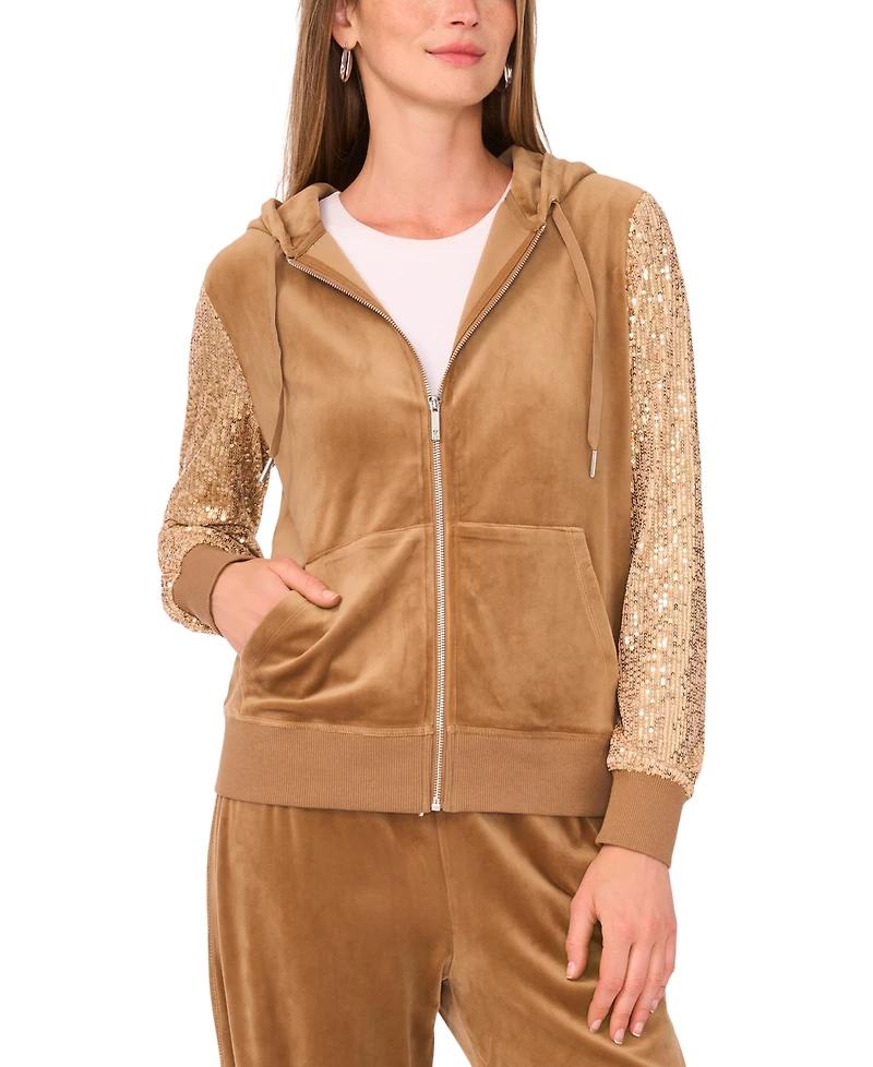Vince Camuto Women's Relaxed Fit Zip Front Hoodie Jacket