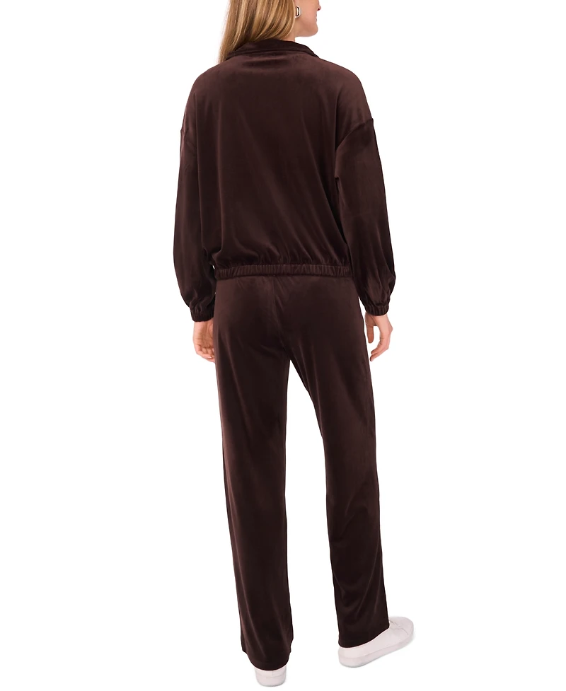 Vince Camuto Women's Zip Up Mock Neck Velour Jacket