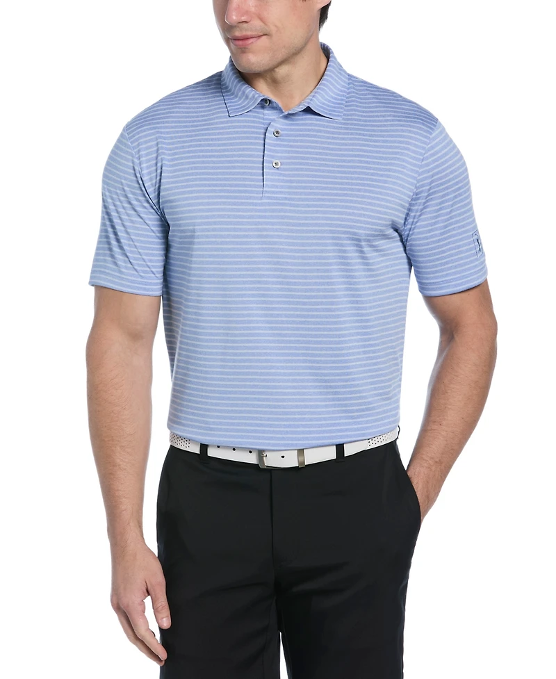 Pga Tour Men's Heathered Stripe Golf Polo Shirt