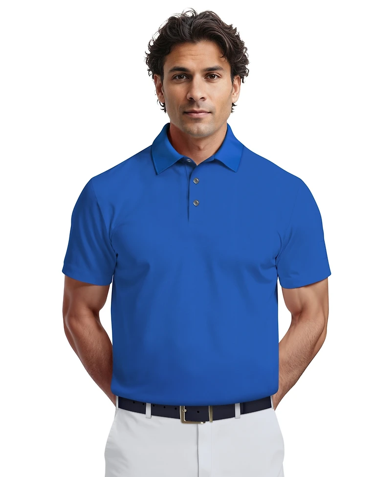 Pga Tour Men's Airflux Solid Mesh Short Sleeve Golf Polo Shirt