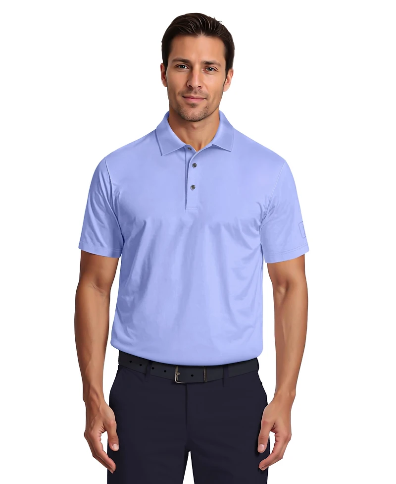 Pga Tour Men's Airflux Solid Mesh Short Sleeve Golf Polo Shirt