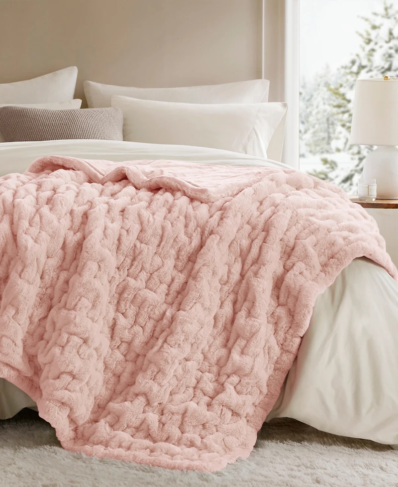 Madison Park Ruched Reversible Faux-Fur Throw, 50" x 60"