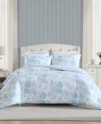 Laura Ashley Anja Textured Toile Washed Microfiber -Pc. Comforter Set