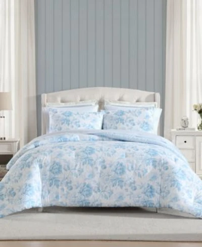 Laura Ashley Anja Textured Toile Washed Microfiber Comforter Set