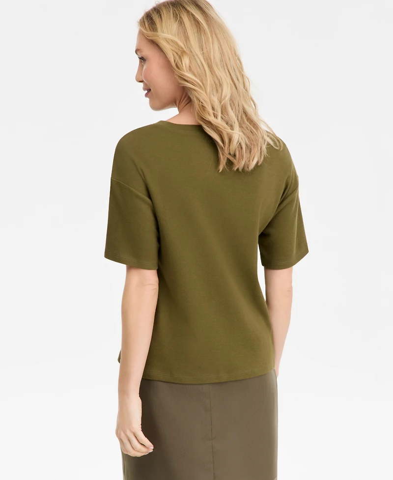 I.n.c. International Concepts Women's Short-Sleeve Grommet Top, Macy's Exclusive