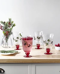 Winterberry Holiday Goblet Glasses, Set of 4