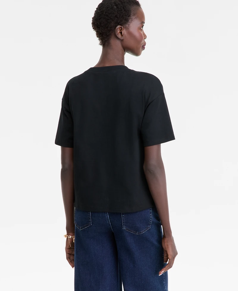 I.n.c. International Concepts Women's Cotton Embellished Tee, Macy's Exclusive