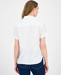 Tommy Hilfiger Women's Cuffed Short-Sleeve Camp Shirt