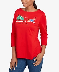 Ruby Rd. Petite Happy Howlidays Knit Top