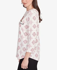 Ruby Rd. Petite Winter Wonderland Snowflake Knit Top