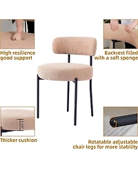 Dyhome Boucle Dining Chairs Set of 4, Upholstered Kitchen Room Chairs, Side with Thick Cushions and Metal Legs