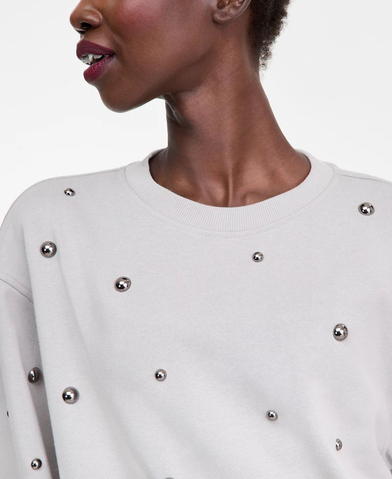 I.n.c. International Concepts Women's Studded French Terry Sweatshirt, Macy's Exclusive