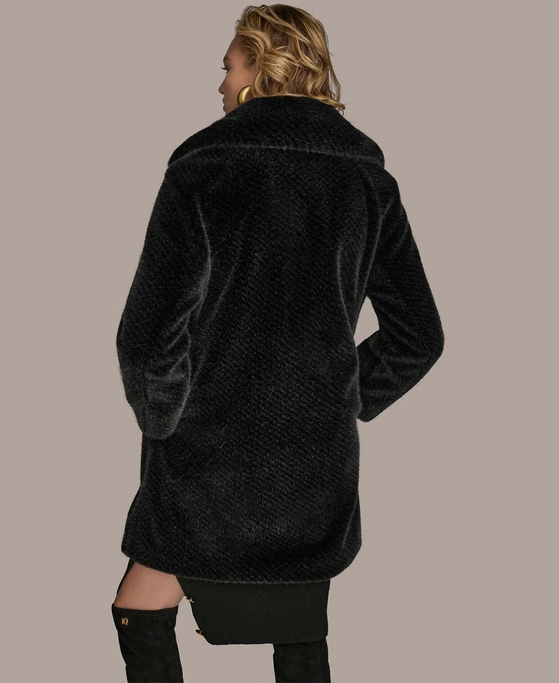 Donna Karan New York Women's Notched-Collar Faux-Fur Coat