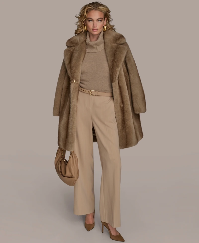 Donna Karan New York Women's Notched-Collar Faux-Fur Coat