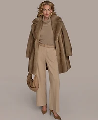 Donna Karan New York Women's Notched-Collar Faux-Fur Coat