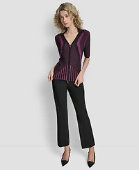 Dkny Women's Zip Up Short Sleeve Sweater