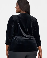 Kasper Plus Velvet Embellished Wrap Top