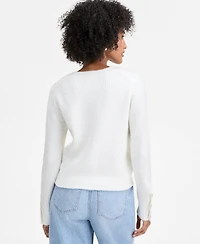 On 34th Women's V-Neck Jewel-Button-Cuff Sweater, Macy's Exclusive