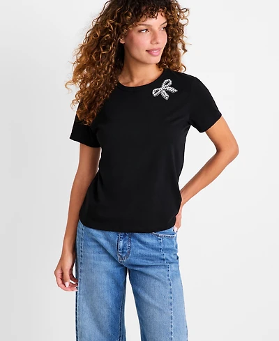 On 34th Women's Knit Rhinestone Bow T-Shirt, Macy's Exclusive