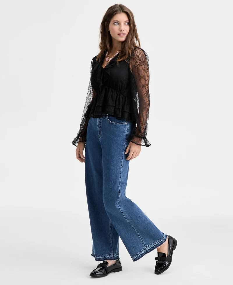 On 34th Women's V-Neck Ruffle Lace Top, Macy's Exclusive