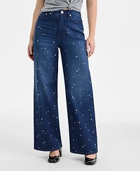 On 34th Women's Midnight-Wash Embellished Wide-Leg Jeans, Macy's Exclusive