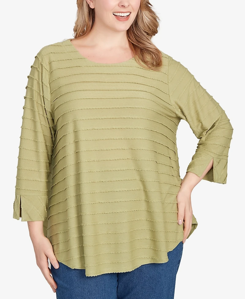 Ruby Rd. Plus Size Scalloped Jacquard Knit Top