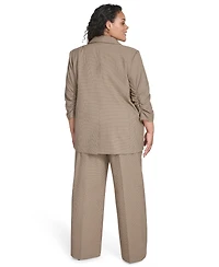 Calvin Klein Plus Check-Print One-Button 3/4-Sleeve Jacket