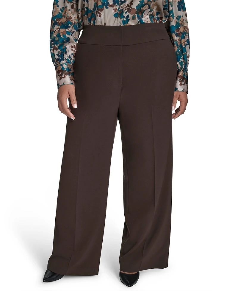 Calvin Klein Plus Mid-Rise Wide-Leg Pants