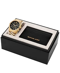 Michael Kors Men's Lexington Chronograph Gold-Tone Stainless Steel Watch Set, 44mm