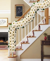 Puleo 12" Pre-Lit Artificial Poinsettia Garland