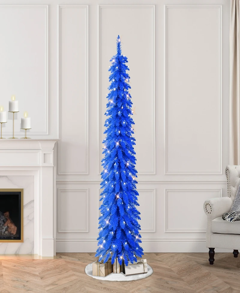 Puleo 6' Pre-Lit Artificial Alpine Pencil Tree