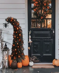 Puleo 4' Pre-Lit Black Tinsel Artificial Whimsical Halloween Tree