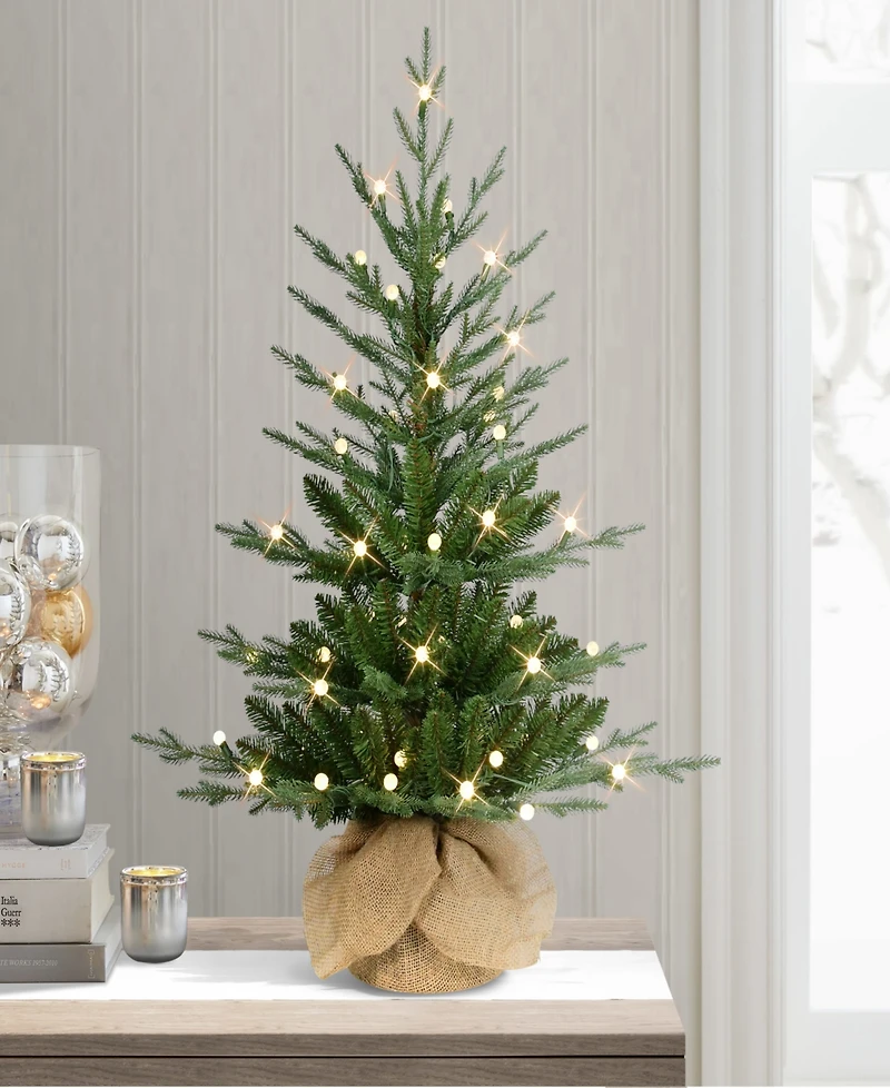 Puleo 3' Pre-Lit Artificial Christmas Tree in Burlap Sac Base
