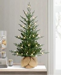 Puleo 3' Pre-Lit Artificial Christmas Tree in Burlap Sac Base