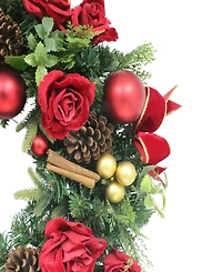 Puleo 26" Pre-Lit Artificial Adorned Christmas Wreath