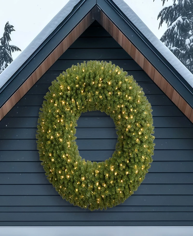 Puleo 60" Pre-Lit Artificial Utah Spruce Wreath with Warm White Led Lights