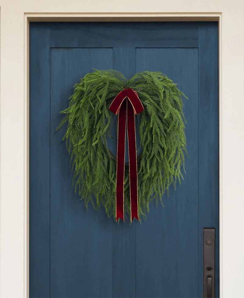 Puleo 22" Artificial Norfolk Pine Wreath with Bow