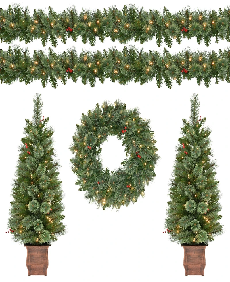 Puleo -Pc. Pre-Lit Artificial Christmas Decor Set