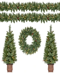 Puleo -Pc. Pre-Lit Artificial Christmas Decor Set