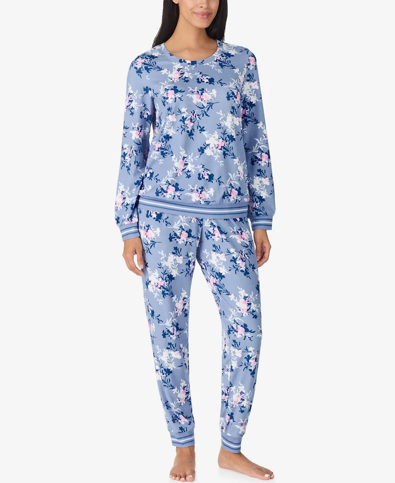 Ellen Tracy Women's 2-Piece Round Neck Top and Pants Pajama Set