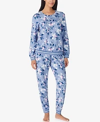 Ellen Tracy Women's 2-Piece Round Neck Top and Pants Pajama Set