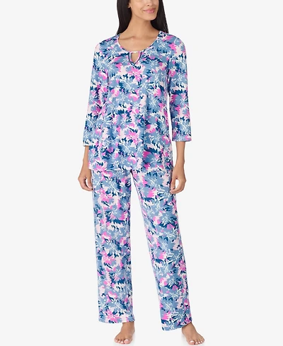 Ellen Tracy Women's 2-Piece 3/4-Sleeve Top and Pants Pajama Set