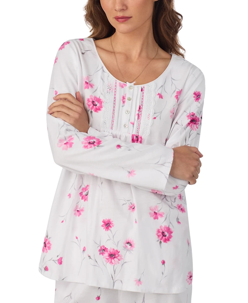 Eileen West Women's Brushed Cotton Jersey Long Sleeve Pajama Set