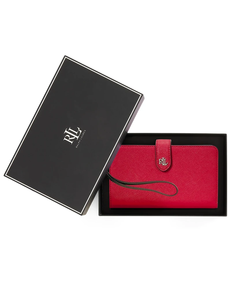 Lauren Ralph Lauren Crosshatch Leather Tech Wristlet