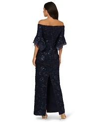 Adrianna Papell Women's Sequin Lace Off-The-Shoulder Maxi Dress