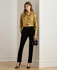 Lauren Ralph Women's Classic Fit Metallic Chiffon Shirt