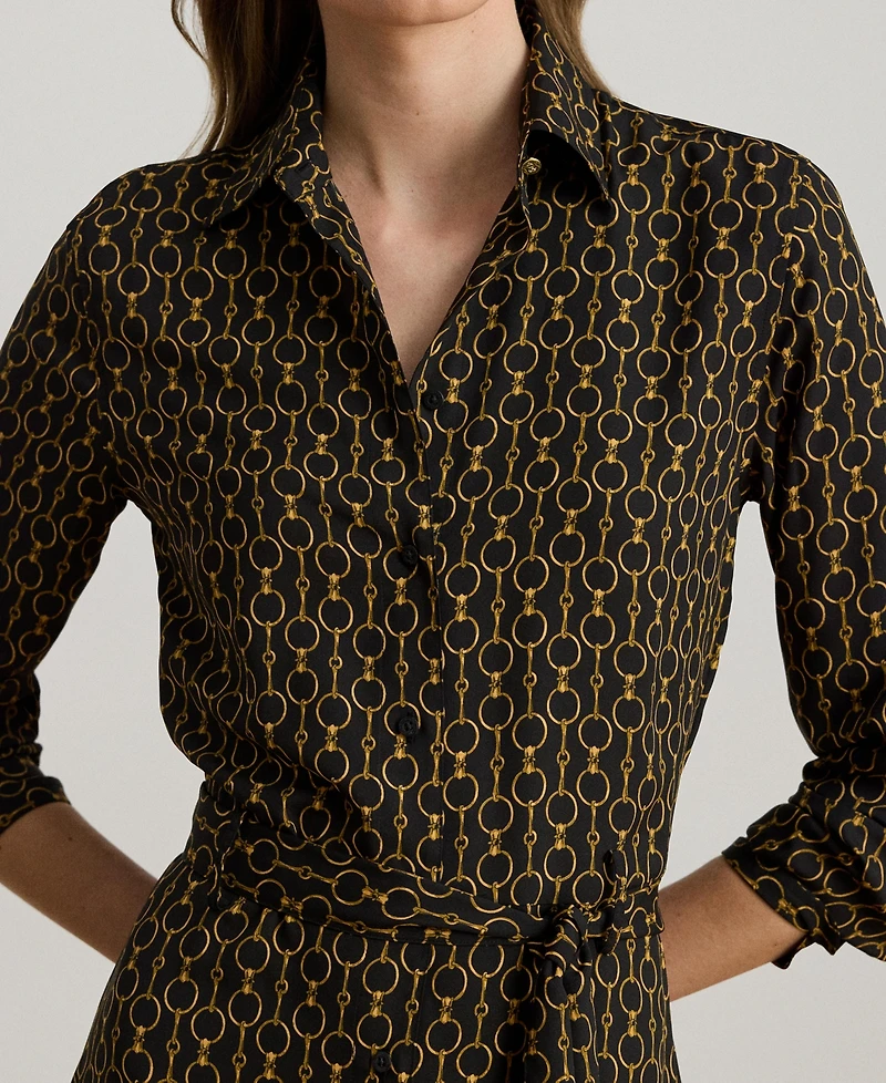 Lauren Ralph Women's Chain-Print Crepe Shirtdress