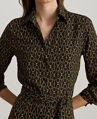 Lauren Ralph Women's Chain-Print Crepe Shirtdress