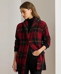 Lauren Ralph Women's Plaid Shawl-Collar Cardigan